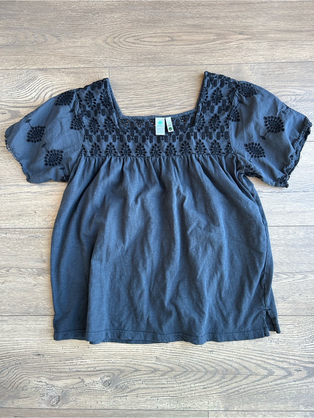 Aventura Black Eyelet Square-Neck Top